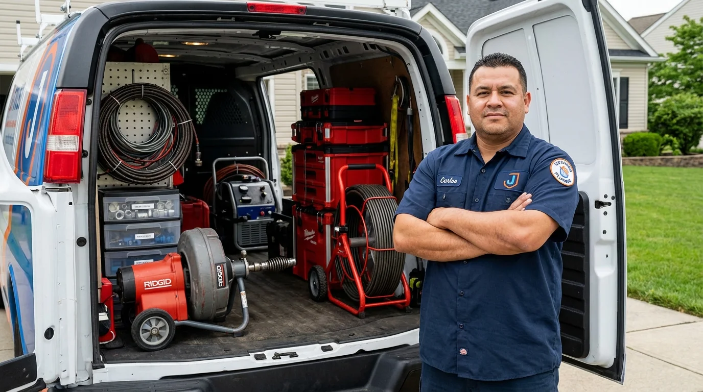 Professional drain cleaning equipment and Johns Plumbing LLC plumber in Leoti