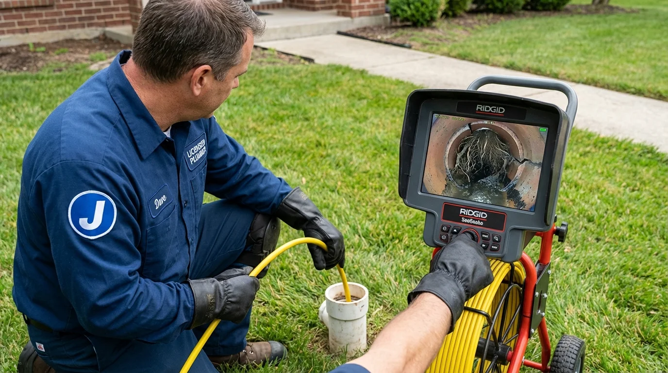Sewer camera inspection being performed by Johns Plumbing LLC in Leoti